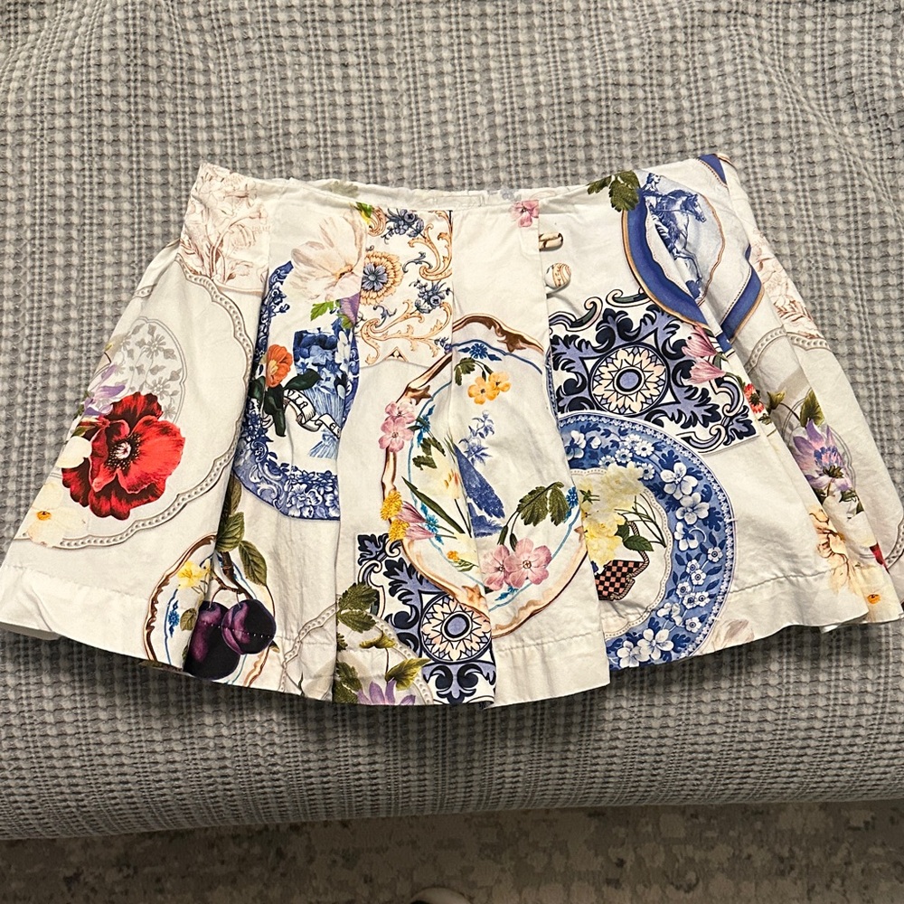 Maeve Multicolor Floral and Porcelain Pattern Skirt